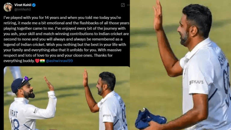 अश्विन के संन्यास की घोषणा पर भावुक हुए विराट कोहली