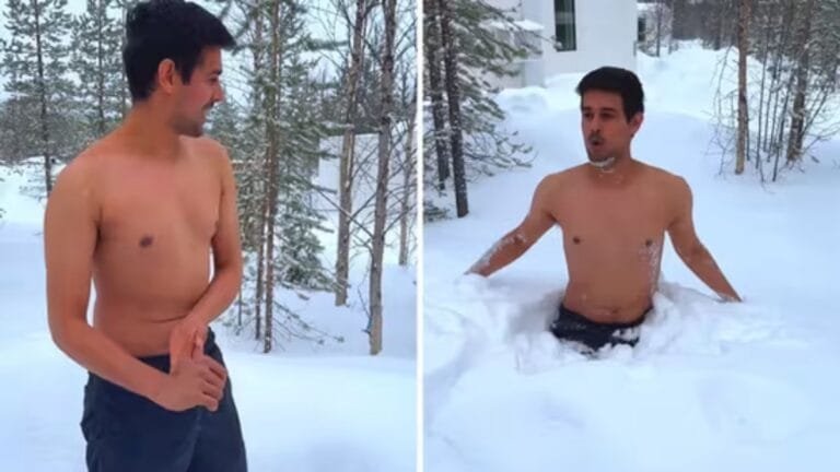 माइनस 10 डिग्री की ठंड में छलांग लगाते ध्रुव राठी का साहसिक वीडियो वायरल