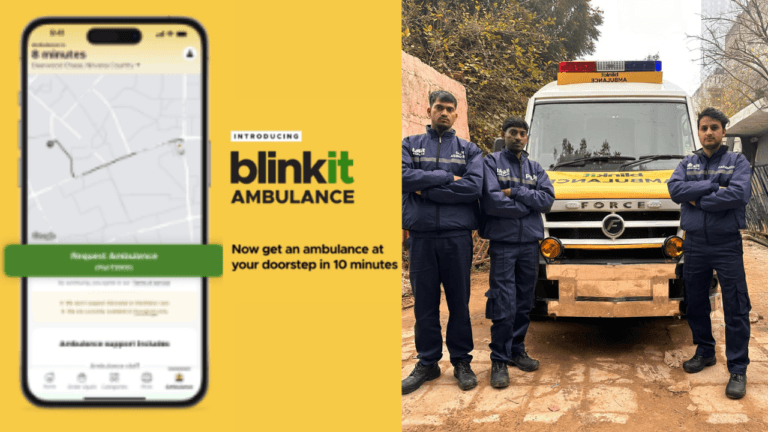 ब्लिंकिट ने गुरुग्राम में 10 मिनट की एम्बुलेंस सेवा शुरू की, लोगों ने कहा “हमें ब्लिंकिट की तानाशाही चाहिए!”