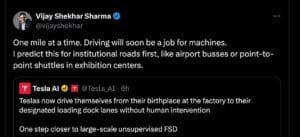 Tesla की सेल्फ-ड्राइविंग तकनीक ने चौंकाया, Vijay Shekhar Sharma बोले – 'भविष्य आ गया है'
