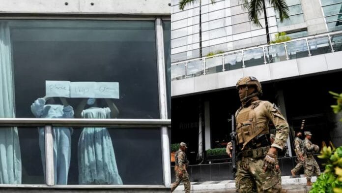 American से निर्वासित Indians ने Panama Hotel की खिड़कियों पर लगाए 'Help Us' पोस्टर