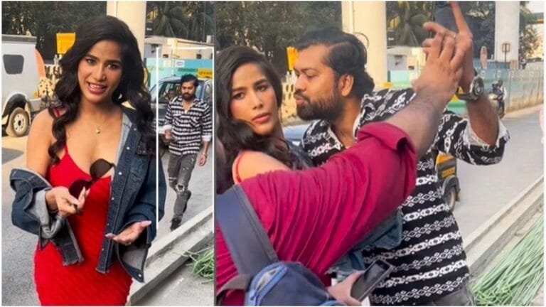 मीडिया के सामने फैन ने की हद पार, Poonam Pandey को जबरदस्ती किस करने की कोशिश – चौंकाने वाला वीडियो वायरल