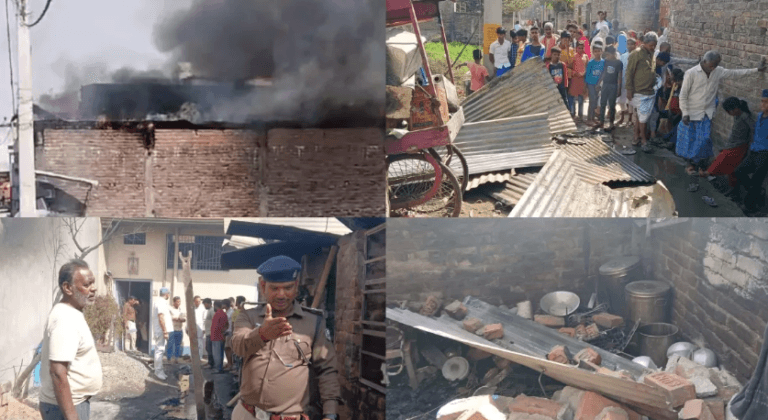 गैस सिलेंडर के विस्फोट से बाइक की टंकी में भी विस्फोट;1 बच्चे का निधन