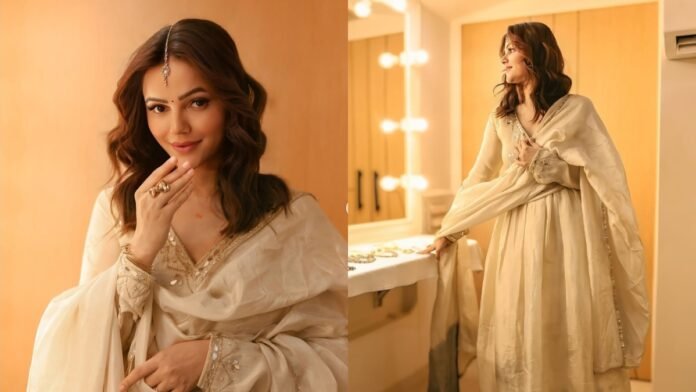 Rubina Dilaik का Eid लुक वायरल, Ivory Anarkali में बिखेरा जलवा