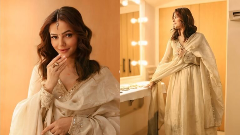 Rubina Dilaik का Eid लुक वायरल, Ivory Anarkali में बिखेरा जलवा