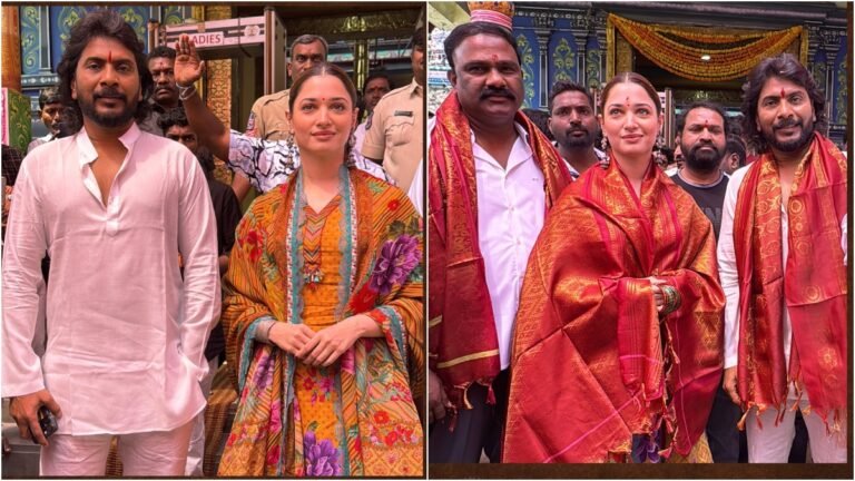 Tamannnaah Bhatia का ट्रेडिशनल जलवा, मंदिर में दिखीं रॉयल येलो कुर्ता सेट में