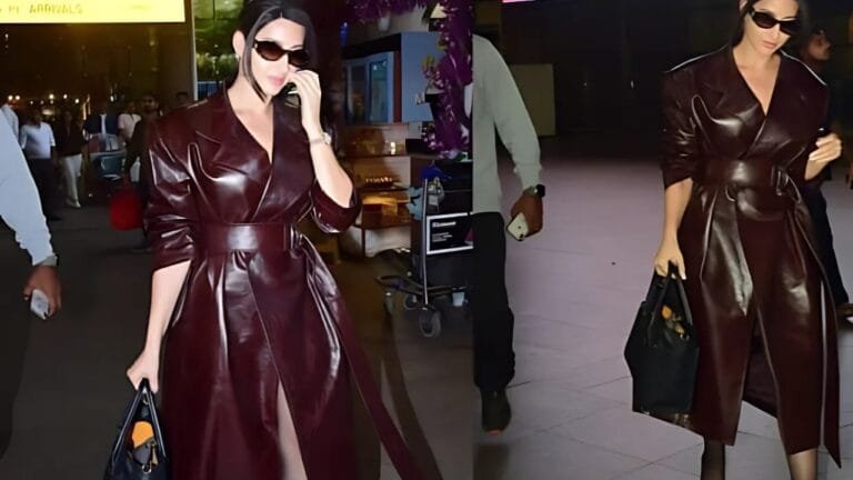 लेदर ड्रेस में बेहद खुबसूरत लगी Nora Fatehi; एयरपोर्ट पर अपनी अदाओं से ढाया कहर!