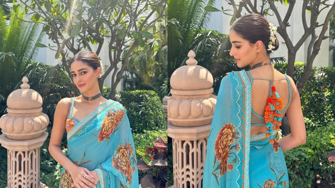 Delhi में Ananya Pandey का ग्लैमरस अंदाज, नीली साड़ी में लूटा महफिल, ‘Kesari Chapter 2’ ट्रेलर लॉन्च पर छाया जलवा