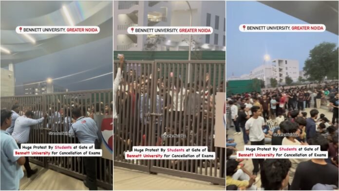 Bennett University में छात्रों का जोरदार प्रदर्शन, ऑनलाइन परीक्षा की मांग से गूंज उठा परिसर