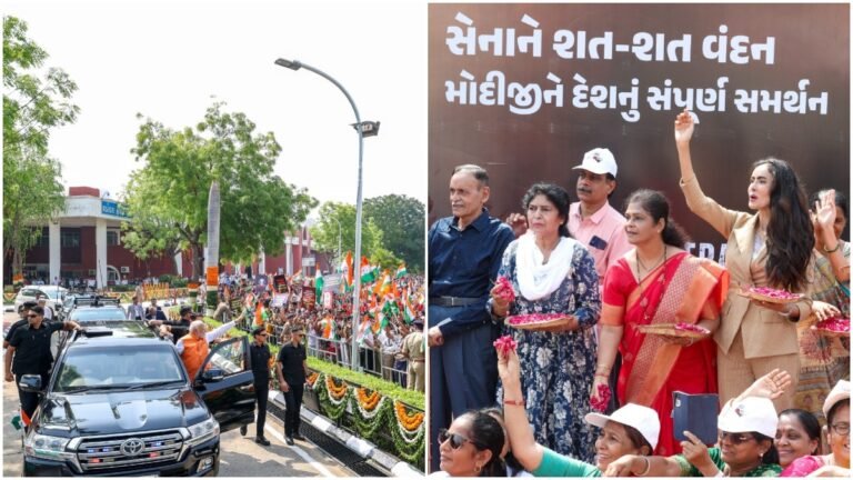 Gujarat में Modi का रोड शो, Colonel Sofia Qureshi के परिवार ने बरसाए फूल, बोले- हमारी बहन ने Pakistan से लिया बदला