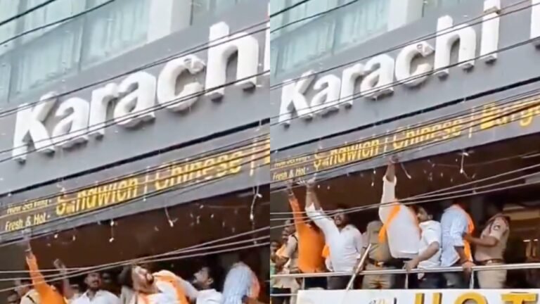 Karachi Bakery पर टूटा गुस्सा: नाम को लेकर हंगामा, तिरंगा लेकर पहुंचे प्रदर्शनकारी