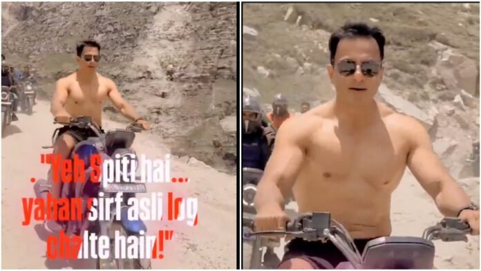 Sonu Sood का Spiti Valley में शर्टलेस बाइकर अवतार वायरल, बिना हेलमेट वीडियो पर मचा बवाल, पुलिस ने शुरू की जांच