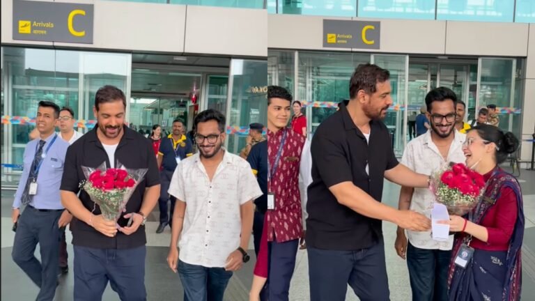 John Abraham ने एयरपोर्ट पर दिखाया ऐसा प्यार कि सब हो गए फैन, फीमेल स्टाफ को दिया फूलों का गुलदस्ता